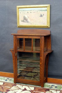 Fine Limbert China Cabinet Display with long corbels supporting exterior shelves.